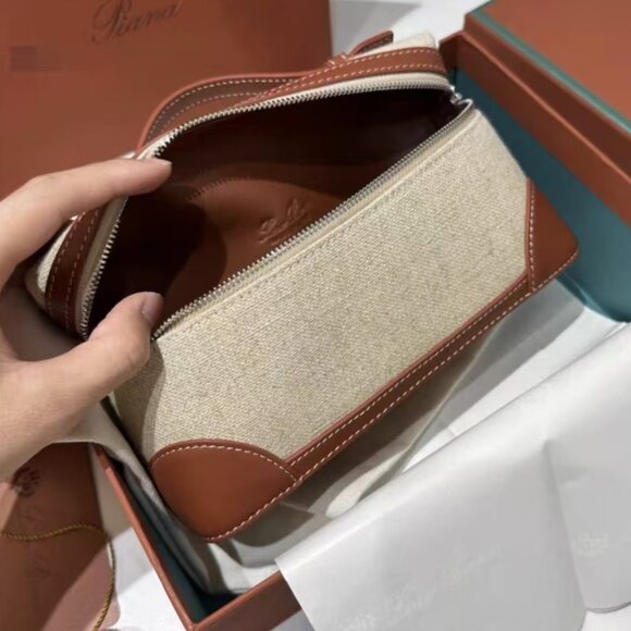 Loro Piana LP19 Canvas and Leather Small Handbag - Picture 7 of 8